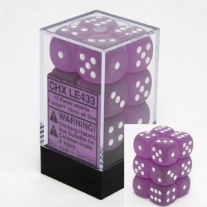 Chessex: Frosted Purple/White D6 16mm per stuk