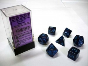 Chessex: Cobalt Speckled / blue polydice set 7 dobbelstenen
