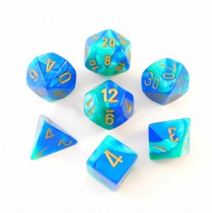 Dobbelsteenset: Gemini Blue Teal/Gold polydice (7 stuks)