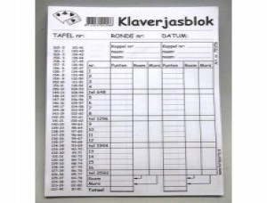 Klaverjas scoreblok 100 vellen per blok 