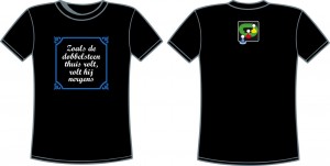 T-shirt: Zoals de dobbelsteen thuis… tegeltje (zwart, Maat XL)
