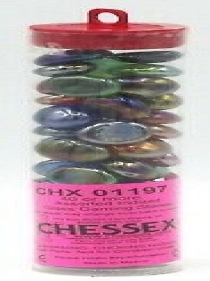 Chessex: Glass Gaming Stones assorted 40 stuks in tube