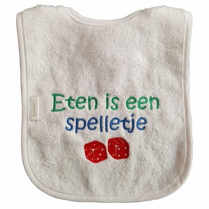 Slabbetje: Eten is een spelletje - witte slab